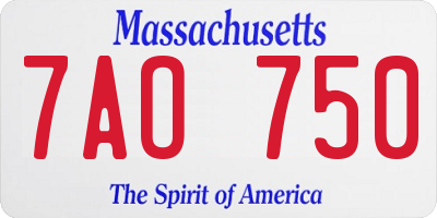 MA license plate 7AO750