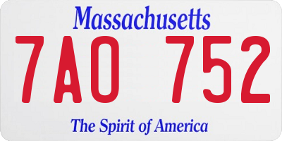 MA license plate 7AO752