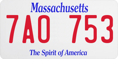 MA license plate 7AO753
