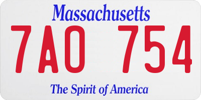 MA license plate 7AO754
