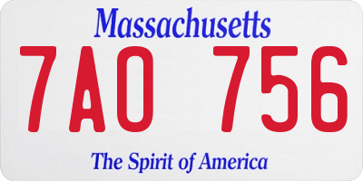 MA license plate 7AO756