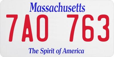 MA license plate 7AO763