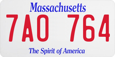 MA license plate 7AO764