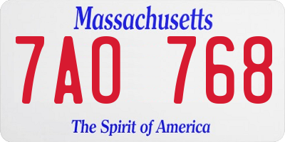 MA license plate 7AO768