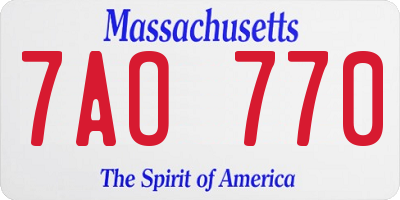 MA license plate 7AO770
