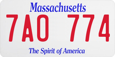 MA license plate 7AO774