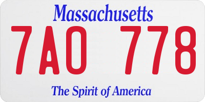 MA license plate 7AO778