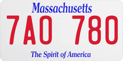 MA license plate 7AO780