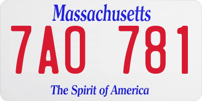 MA license plate 7AO781