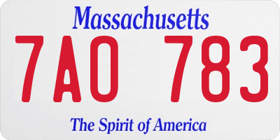 MA license plate 7AO783