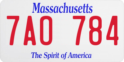 MA license plate 7AO784