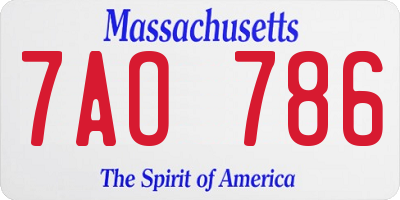 MA license plate 7AO786