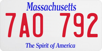 MA license plate 7AO792