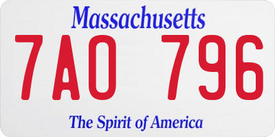 MA license plate 7AO796