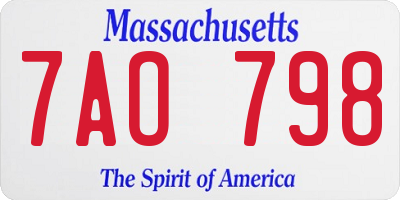 MA license plate 7AO798