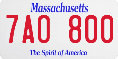 MA license plate 7AO800