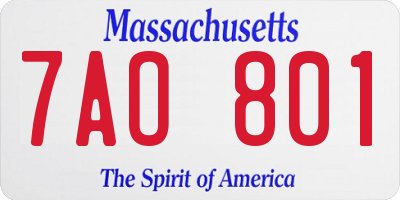 MA license plate 7AO801