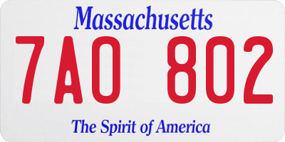 MA license plate 7AO802