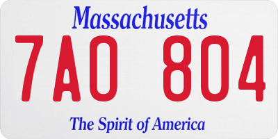 MA license plate 7AO804