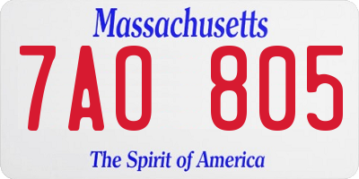 MA license plate 7AO805