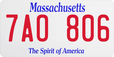 MA license plate 7AO806