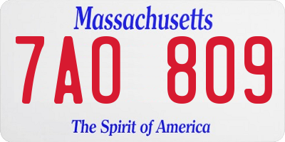 MA license plate 7AO809