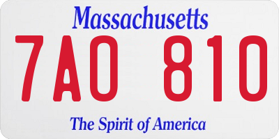 MA license plate 7AO810