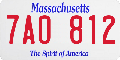 MA license plate 7AO812