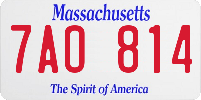 MA license plate 7AO814