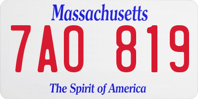 MA license plate 7AO819