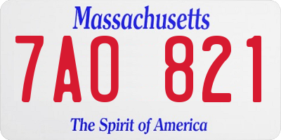 MA license plate 7AO821