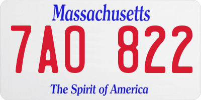 MA license plate 7AO822