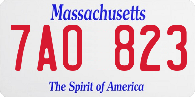 MA license plate 7AO823