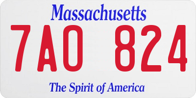 MA license plate 7AO824