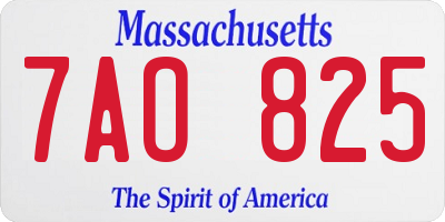 MA license plate 7AO825