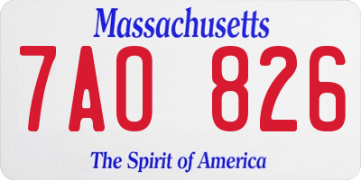 MA license plate 7AO826