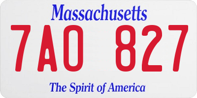 MA license plate 7AO827