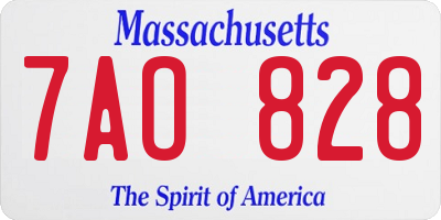 MA license plate 7AO828
