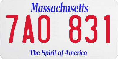 MA license plate 7AO831