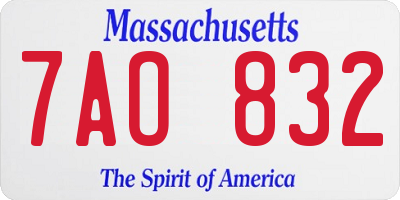 MA license plate 7AO832