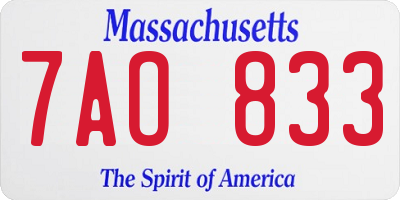MA license plate 7AO833