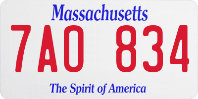 MA license plate 7AO834