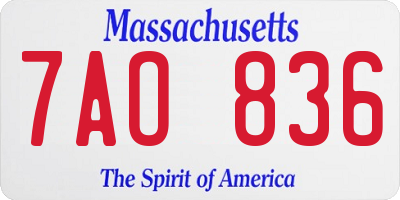 MA license plate 7AO836