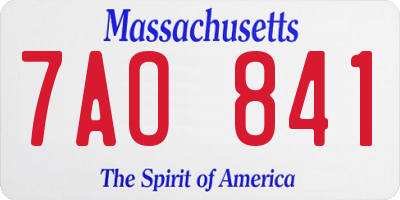 MA license plate 7AO841