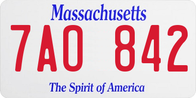 MA license plate 7AO842