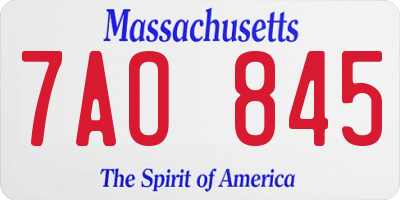 MA license plate 7AO845