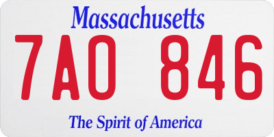 MA license plate 7AO846