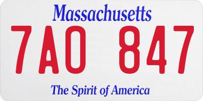 MA license plate 7AO847