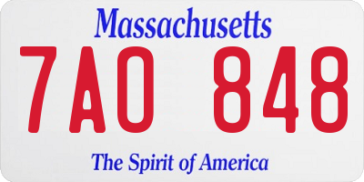 MA license plate 7AO848