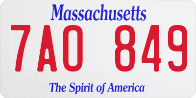 MA license plate 7AO849